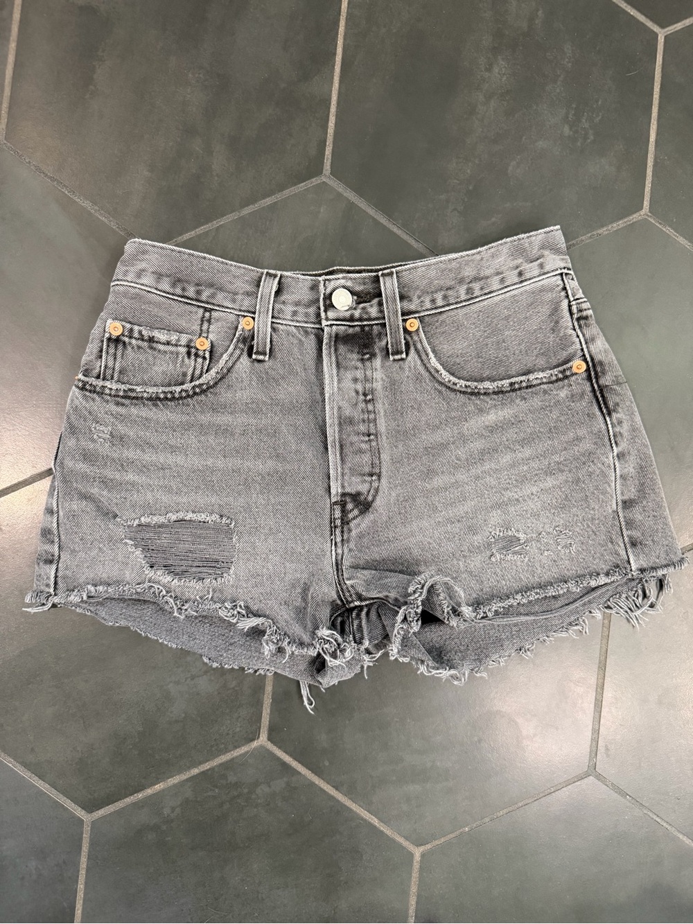Levi's Women's Gray Distressed Jean Shorts